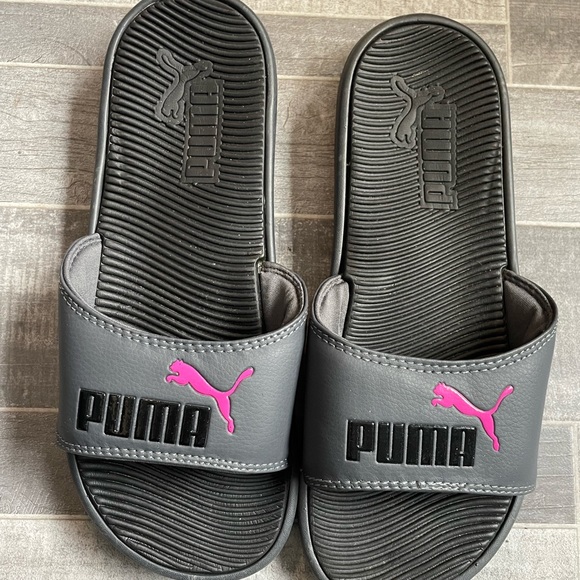 Puma Women's Cool Cat Gray Pink Sports Slides Sandal Slip On Size 9 - Picture 1 of 3
